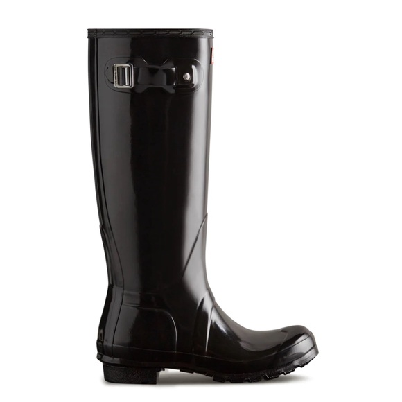 Hunter Original Back Adjust Gloss Women's Casual Boots, Black, size 7 - Picture 3 of 8